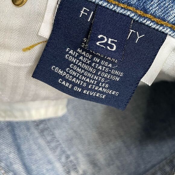 Fidelity Cherry Blossom Straight Cropped Denim Jeans Women Size 25 Blue - Picture 7 of 13
